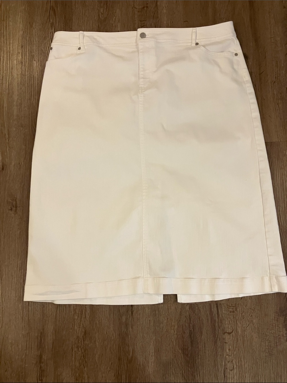 Talbots plus Classic White Denim Pencil Skirt